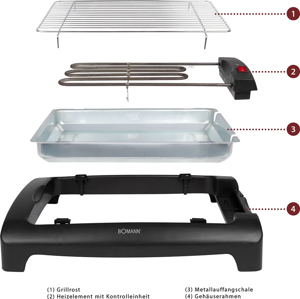 Bomann Elektrogrill / Tischgrill BQ 1240 N CB Grillfläche 35,5x24,5cm 5 Bomann Elektrogrill / Tischgrill BQ 1240 N CB Grillfläche 35,5x24,5cm – Bild 3