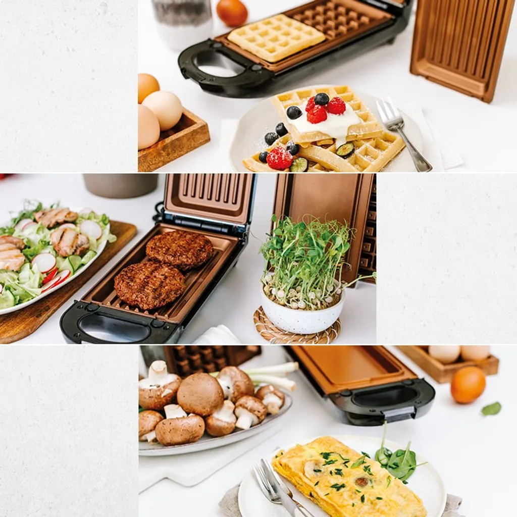 LIVINGTON FlipSwitch | Drehbarer Multifunktionsgrill | Kombigerät | Inkl. 3 Antihaftbeschichtete Wechseleinsätzen | Spülmaschinengeeignet | Grillen, Toasten, Backen, Überbacken Und Rösten | 800W 5 LIVINGTON FlipSwitch | Drehbarer Multifunktionsgrill | Kombigerät | Inkl. 3 Antihaftbeschichtete Wechseleinsätzen | Spülmaschinengeeignet | Grillen, Toasten, Backen, Überbacken Und Rösten | 800W – Bild 3