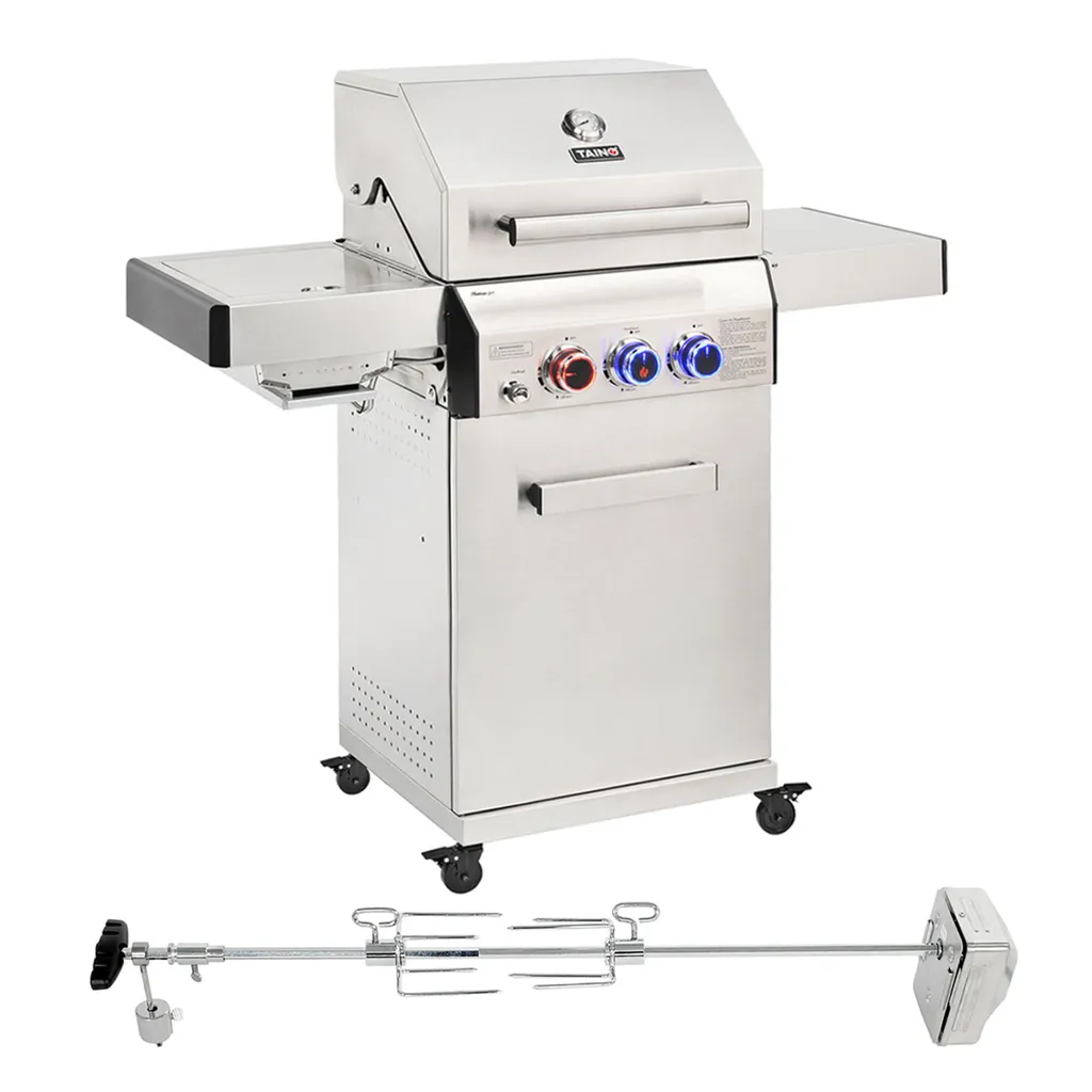 TAINO PLATINUM 2+1 Gasgrill Set Mit Drehspieß Edelstahl Sear-Burner Grillwagen Mit Rotisserie Motor Fleischspieß 3 TAINO PLATINUM 2+1 Gasgrill Set Mit Drehspieß Edelstahl Sear-Burner Grillwagen Mit Rotisserie Motor Fleischspieß