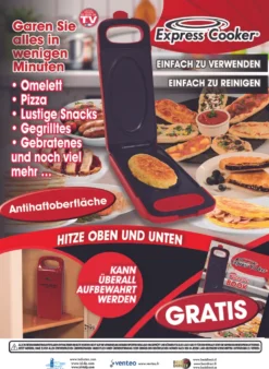 Express Cooker® Multi-Grill Mit Wendefunktion, 3 In1-Toasten-Backen-Braten, Anti-Haft Beschichtung, 800 Watt, Rot - Original Aus Der TV Werbung 23 Express Cooker® Multi-Grill Mit Wendefunktion, 3 In1-Toasten-Backen-Braten, Anti-Haft Beschichtung, 800 Watt, Rot - Original Aus Der TV Werbung -Tepro Verkäufe 2024 05185e9f2c28680ec9272ddb6a713b6e