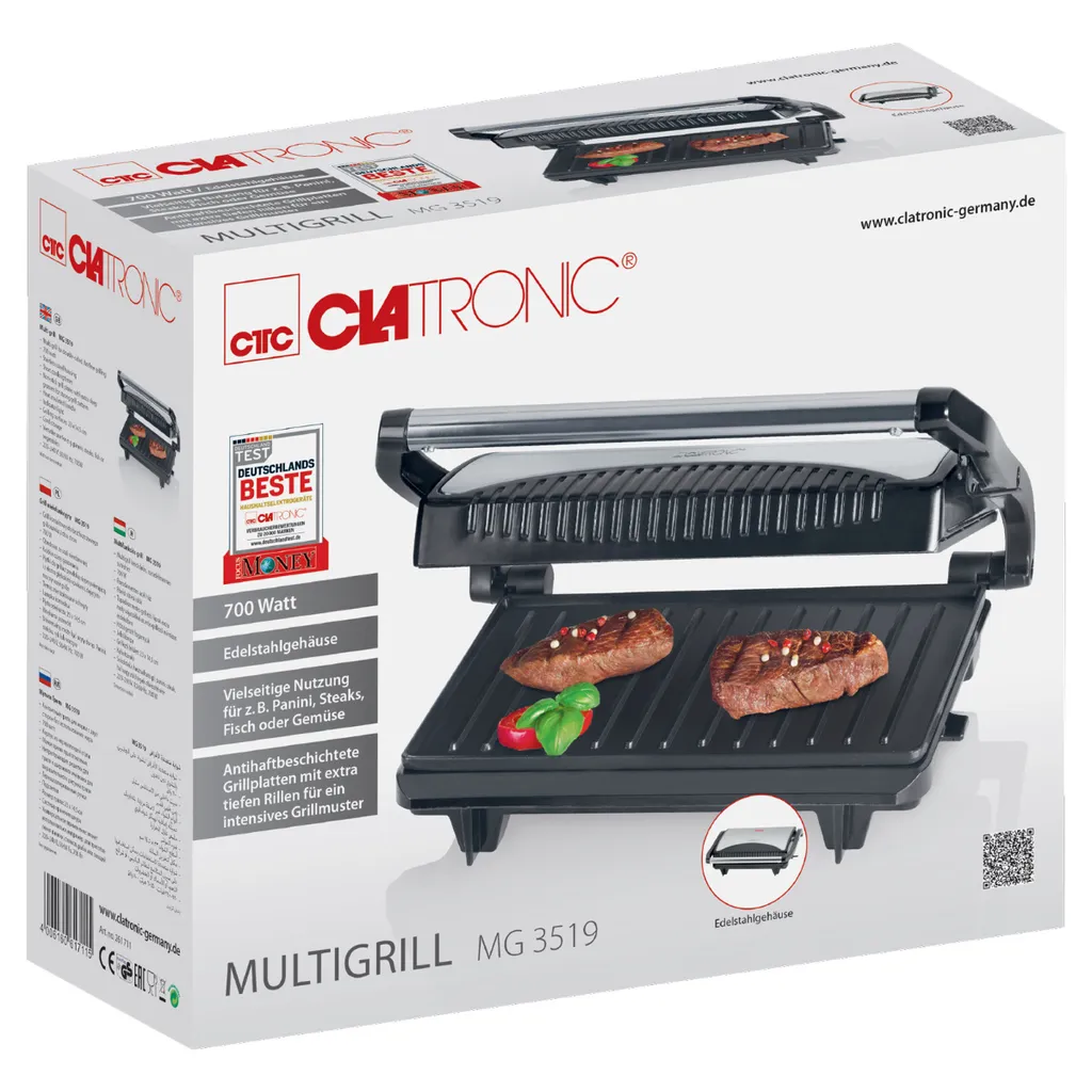 Clatronic Edelstahl Tischgrill Elektro-Grill Kontaktgrill MG 3519 9 Clatronic Edelstahl Tischgrill Elektro-Grill Kontaktgrill MG 3519 – Bild 7