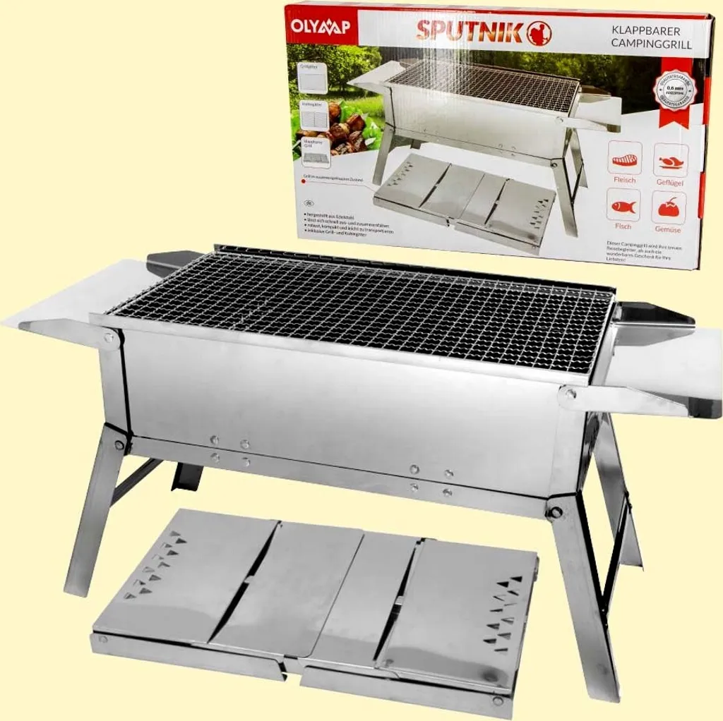 Mangal Edelstahl Schaschlik Grill Sputnik Klappbarer Campinggrill 4 Mangal Edelstahl Schaschlik Grill Sputnik Klappbarer Campinggrill – Bild 2