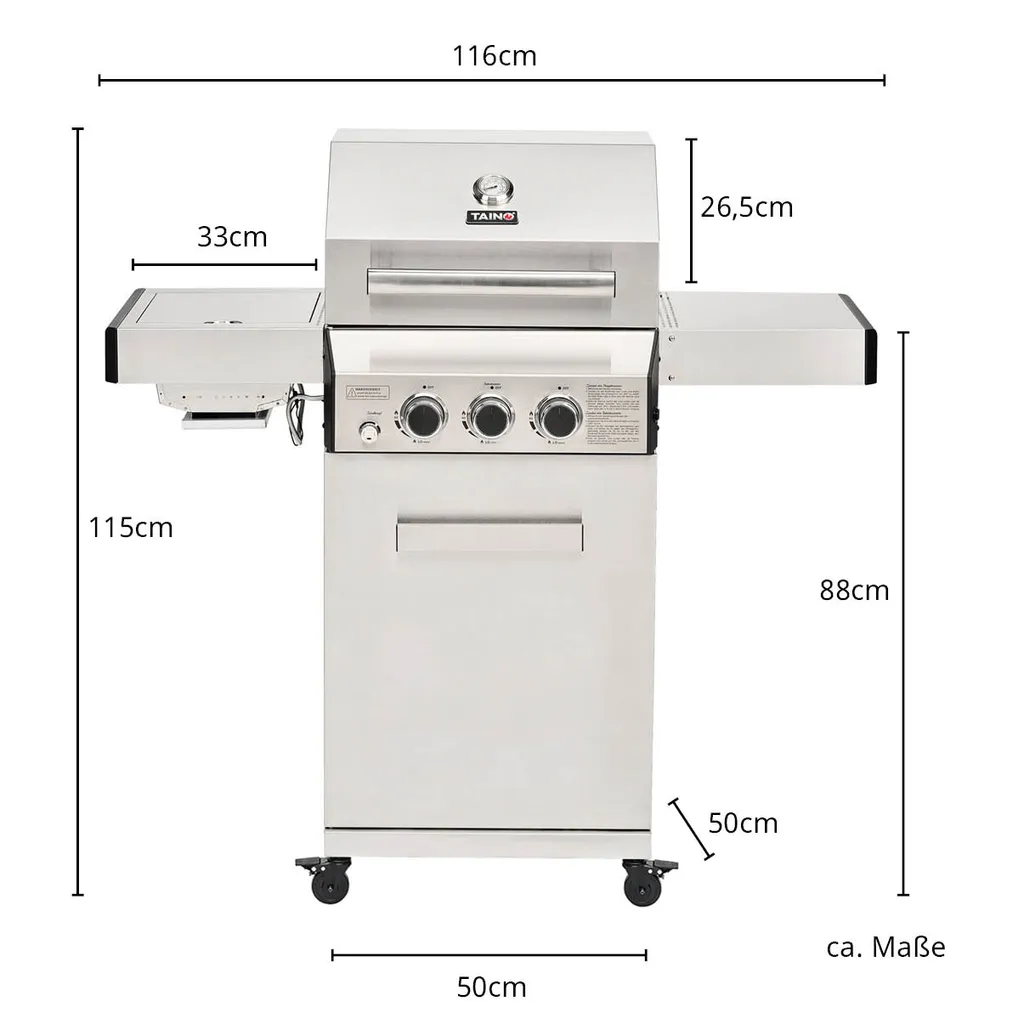 TAINO PLATINUM 2+1 Gasgrill Set Mit Drehspieß Edelstahl Sear-Burner Grillwagen Mit Rotisserie Motor Fleischspieß 5 TAINO PLATINUM 2+1 Gasgrill Set Mit Drehspieß Edelstahl Sear-Burner Grillwagen Mit Rotisserie Motor Fleischspieß – Bild 3
