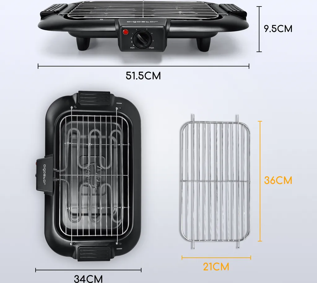 Aigostar Rauchfreier Tischgrill Barbecue Elektrogrill Elektrischer BBQ Grill 2000 Watt Antihaftbeschichtete Grillfläche 36 X 21cm, Abnehmbarer Fettauffangschale, Thermostat, Schwarz. 9 Aigostar Rauchfreier Tischgrill Barbecue Elektrogrill Elektrischer BBQ Grill 2000 Watt Antihaftbeschichtete Grillfläche 36 X 21cm, Abnehmbarer Fettauffangschale, Thermostat, Schwarz. – Bild 7
