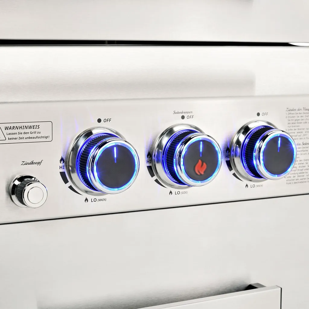 TAINO PLATINUM 2+1 Gasgrill Set Mit Drehspieß Edelstahl Sear-Burner Grillwagen Mit Rotisserie Motor Fleischspieß 8 TAINO PLATINUM 2+1 Gasgrill Set Mit Drehspieß Edelstahl Sear-Burner Grillwagen Mit Rotisserie Motor Fleischspieß – Bild 6