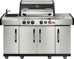 Gasgrill Enders Kansas II Pro 4 SIK Profi Turbo 153 X 64 X 118 Cm 4 Brenner + Rückbrenner + Seitenbrenner Silber Inkl. Deckelthermometer, Fettauffangschale, Grillrost, Hochleistungshitzezone, Warmhalterost, Seitenablage Grillrost -Tepro Verkäufe 2024 0dea0ccbd6eafcfee961bc18fc6fe0de