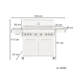 TAINO PLATINUM 6+2 Gasgrill Komplett Edelstahl 6-Brenner Silber Grillwagen BBQ Keramik-Brenner Backburner Sizzle-Zone Piezozündung Seitenkocher Gusseisen-Roste 21 TAINO PLATINUM 6+2 Gasgrill Komplett Edelstahl 6-Brenner Silber Grillwagen BBQ Keramik-Brenner Backburner Sizzle-Zone Piezozündung Seitenkocher Gusseisen-Roste -Tepro Verkäufe 2024 0f9400c3299cb5ea359cc4df031f2893