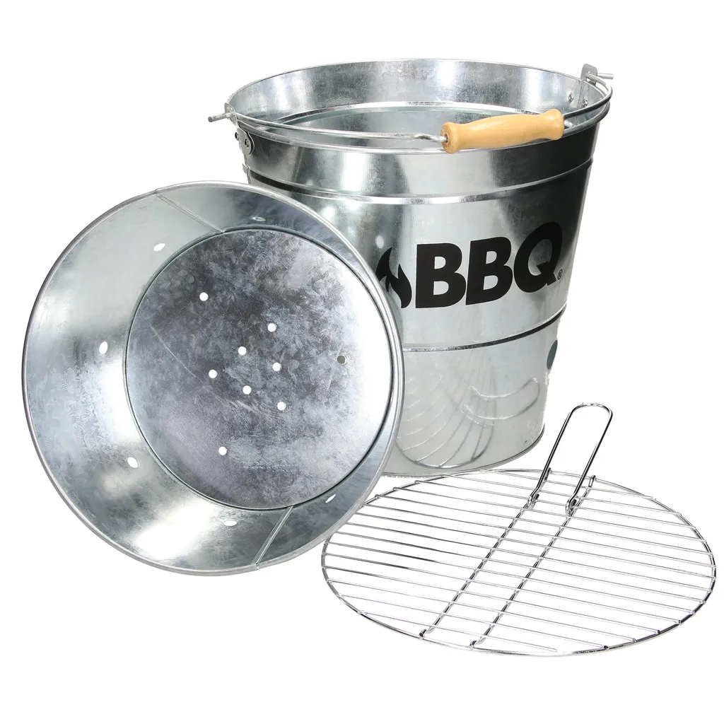 ECD Germany Grilleimer Ø 25cm Mit Grillrost Und Tragegriff, Eimergrill Aus Edelstahl In Silber, Minigrill Mit Belüftung, Campinggrill Holzkohlegrill BBQ Grill Picknickgrill Grillkübel Feuerkübel 5 ECD Germany Grilleimer Ø 25cm Mit Grillrost Und Tragegriff, Eimergrill Aus Edelstahl In Silber, Minigrill Mit Belüftung, Campinggrill Holzkohlegrill BBQ Grill Picknickgrill Grillkübel Feuerkübel – Bild 3