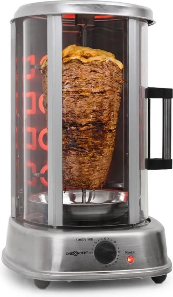 OneConcept Kebap Master Pro - Dönergrill, Hähnchengrill, Gyrosgrill, Vertikalgrill, Drehgrill Mit Drehspieß, Elektro-/ Tischgrill Für Zu Hause, Max. 1500 Watt, 360° Hitzeverteilung, Silber 3 OneConcept Kebap Master Pro - Dönergrill, Hähnchengrill, Gyrosgrill, Vertikalgrill, Drehgrill Mit Drehspieß, Elektro-/ Tischgrill Für Zu Hause, Max. 1500 Watt, 360° Hitzeverteilung, Silber