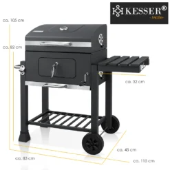 KESSER® Grill Grillwagen XXL Holzkohlegrill Mit Deckel, Rädern, Edelstahl-Griff, Grillrost Und Thermometer Holzkohle Kohlegrill Wagen Groß Kohle BBQ Barbeque Camping, Terrasse, Garten, Farbe:Grau -Tepro Verkäufe 2024 147c163ee080f1e847e8417f38a11da3