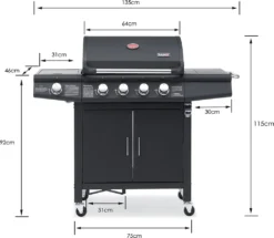 TAINO RED 4+1 Gasgrill Schwarz 4 Edelstahl Brenner Seitenkocher - Weiterentwicklung Des TAINO 4+1 PRO 14 TAINO RED 4+1 Gasgrill Schwarz 4 Edelstahl Brenner Seitenkocher - Weiterentwicklung Des TAINO 4+1 PRO -Tepro Verkäufe 2024 1c679b18ca21e88360b4a2e926b6c921