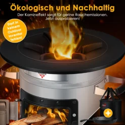 KESSER® Raketenofen Inkl. Grillpfanne Aus Gusseisen Mit Tragetasche Dutch Oven BBQ Rakete Holzofen Camping Campingkocher Campinggrill, Edelstahl, Farbe:Grau -Tepro Verkäufe 2024 1ecb44a035319f40237935fc018df0fe