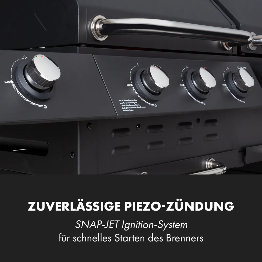 Klarstein Gasgrill Mit Smoker, Gasgrill Mit 4 Brenner, 13,5kW Edelstahl-Gasgrill, BBQ Gasgrill Für Balkon & Garten, Grill Für Gas & Kohle, Gasgrills Mit 4 Brenner & Thermometer 11 Klarstein Gasgrill Mit Smoker, Gasgrill Mit 4 Brenner, 13,5kW Edelstahl-Gasgrill, BBQ Gasgrill Für Balkon & Garten, Grill Für Gas & Kohle, Gasgrills Mit 4 Brenner & Thermometer – Bild 9