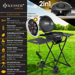 KESSER® Elektrischer Elektrogrill 2in1 Tischgrill - Standgrill Mit Deckel Und Standfuß | Max. 2400 Watt | Faltbar | Thermometer | Antihaftbeschichtung | Grillplatte Abstelltische | 2 Räder | , Farbe:Schwarz 16 KESSER® Elektrischer Elektrogrill 2in1 Tischgrill - Standgrill Mit Deckel Und Standfuß | Max. 2400 Watt | Faltbar | Thermometer | Antihaftbeschichtung | Grillplatte Abstelltische | 2 Räder | , Farbe:Schwarz -Tepro Verkäufe 2024 21a5914309730840eeec7bb496bf89f8