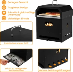 COSTWAY 4-in-1 Pizzaofen, Outdoor-Grill, Holzbefeuerter Pizza Ofen Mit Wasserdichter Abdeckung, Pizzastein, Pizzaschaufel Und Grillrost, Tragbarer Gartenofen Für Garten, Camping, Party 11 COSTWAY 4-in-1 Pizzaofen, Outdoor-Grill, Holzbefeuerter Pizza Ofen Mit Wasserdichter Abdeckung, Pizzastein, Pizzaschaufel Und Grillrost, Tragbarer Gartenofen Für Garten, Camping, Party -Tepro Verkäufe 2024 22d9dbcba9000a003f8e17192f610c77