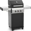 TAINO BLACK 2+1 Gasgrill Mit Seitenbrenner Gusseisen-Rost Gasgrill 2 Brenner Standgrill Matt Schwarz