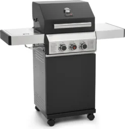 TAINO BLACK 2+1 Gasgrill Mit Seitenbrenner Gusseisen-Rost Gasgrill 2 Brenner Standgrill Matt Schwarz