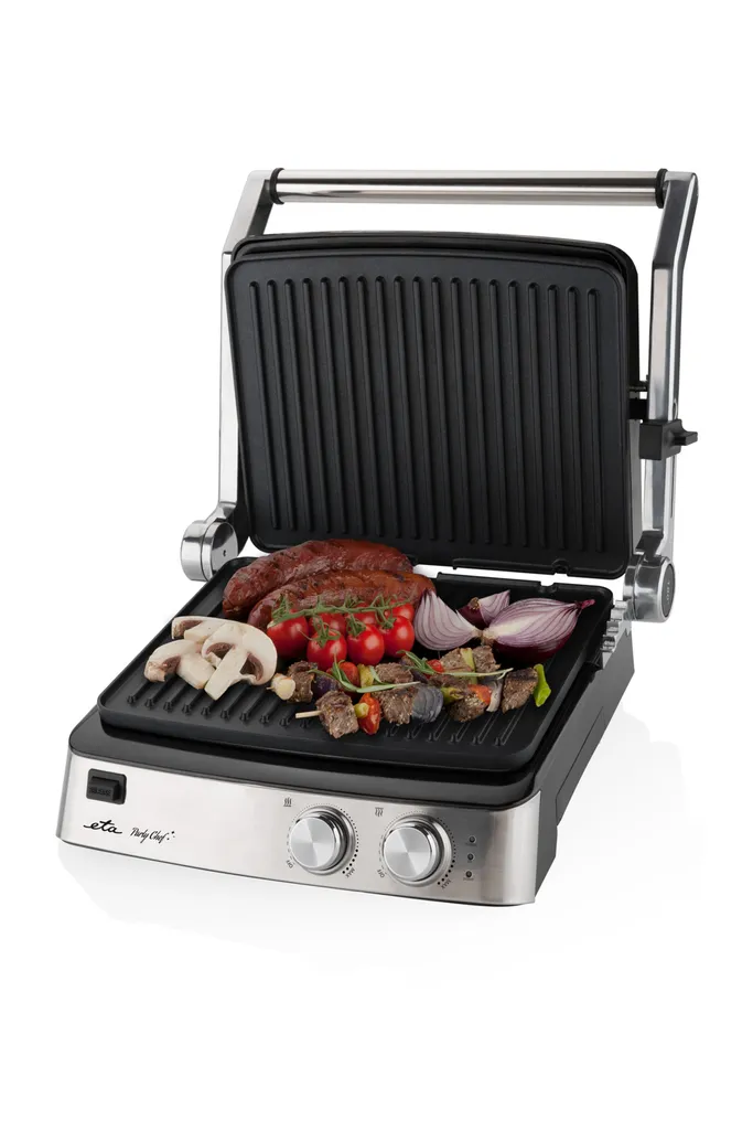 ETA PARTY CHEF Kontaktgrill ETA515590000, 2000 W, 2x Austauschbare, Antihaftbeschichtete Platten Mit Gerippter Grillfläche, Temperaturregelung 80 °C - 220 °C, 3 Betriebspositionen 4 ETA PARTY CHEF Kontaktgrill ETA515590000, 2000 W, 2x Austauschbare, Antihaftbeschichtete Platten Mit Gerippter Grillfläche, Temperaturregelung 80 °C - 220 °C, 3 Betriebspositionen – Bild 2