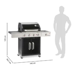 LANDMANN Gasgrill Triton 4.1 MaxX 120 Cm Schwarz Grillwagen Grill Brenner Grillstation BBQ Gas MaxX-Zone Für Maximale Hitze Emailliertem Gusseisen -Tepro Verkäufe 2024 294892bac0f8eef6dddc9ad6884325e7