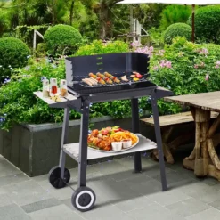 Outsunny Grillwagen Grillstation Standgrill Mit Windschutz 2 X Ablagefach Höhenverstellbar Grillrost Metall Schwarz 83 X 45 X 87 Cm -Tepro Verkäufe 2024 29a4b23f68fd581c242a421dee7273c9