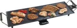Bestron Elektrischer Tischgrill, XL Plancha-/Teppanyaki-Grillplatte Mit Antihaftbeschichtung, Grillspaß Für Bis Zu 6 Personen, Extra Lange Grillfläche, 1.800 Watt, Farbe; Schwarz