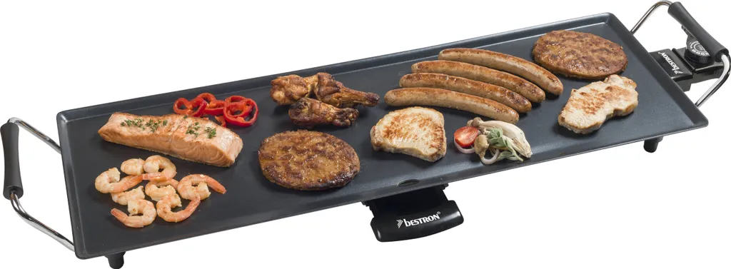 Bestron Elektrischer Tischgrill, XL Plancha-/Teppanyaki-Grillplatte Mit Antihaftbeschichtung, Grillspaß Für Bis Zu 6 Personen, Extra Lange Grillfläche, 1.800 Watt, Farbe; Schwarz 3 Bestron Elektrischer Tischgrill, XL Plancha-/Teppanyaki-Grillplatte Mit Antihaftbeschichtung, Grillspaß Für Bis Zu 6 Personen, Extra Lange Grillfläche, 1.800 Watt, Farbe; Schwarz