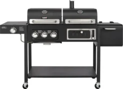TAINO Hero Duo Gasgrill Holzkohlegrill Smoker Grillwagen BBQ Grill Schwarz