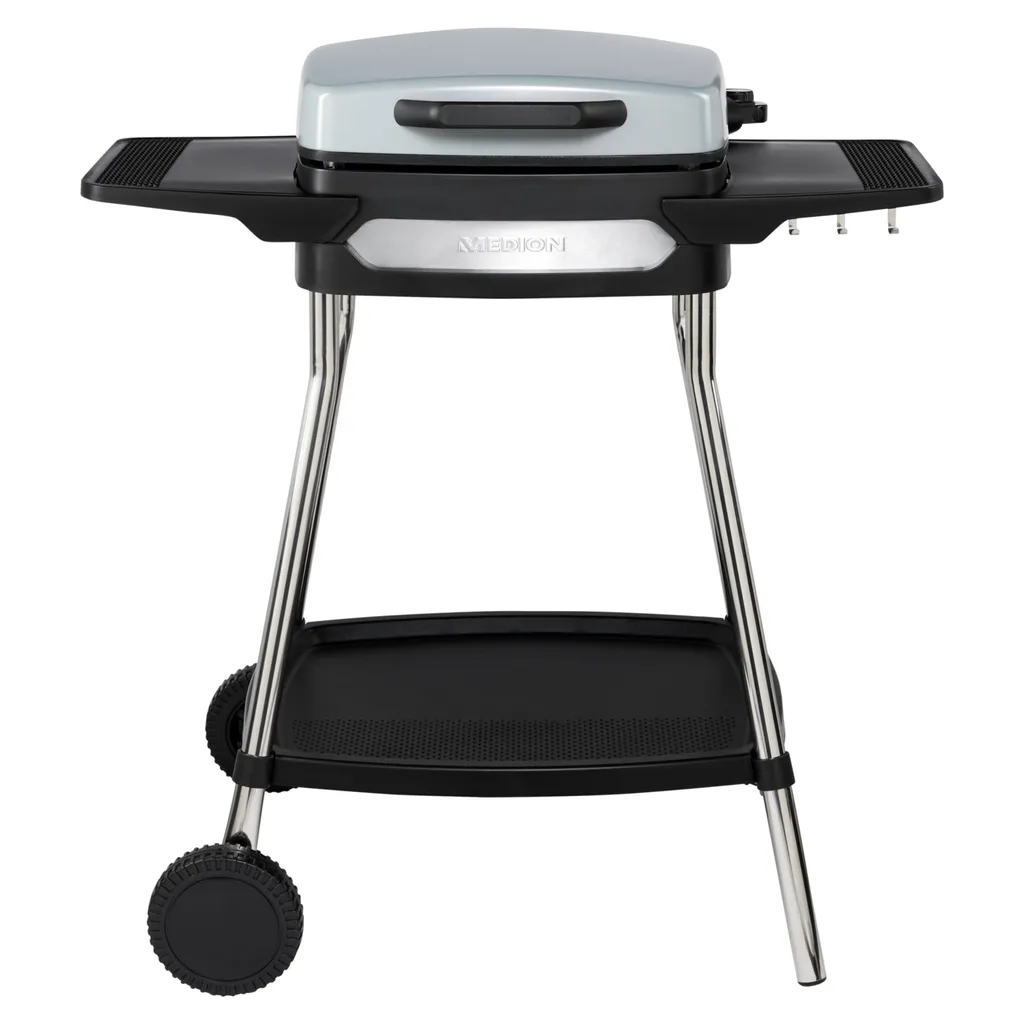 MEDION Elektrogrill (Standgrill, Tischgrill, Grillwagen, Für Balkon Garten Camping, Mit Deckel, 2 Seitentische, 2000 Watt, Antihaftbeschichtung, Rollen, Fettauffangschale, MD10864) 3 MEDION Elektrogrill (Standgrill, Tischgrill, Grillwagen, Für Balkon Garten Camping, Mit Deckel, 2 Seitentische, 2000 Watt, Antihaftbeschichtung, Rollen, Fettauffangschale, MD10864)