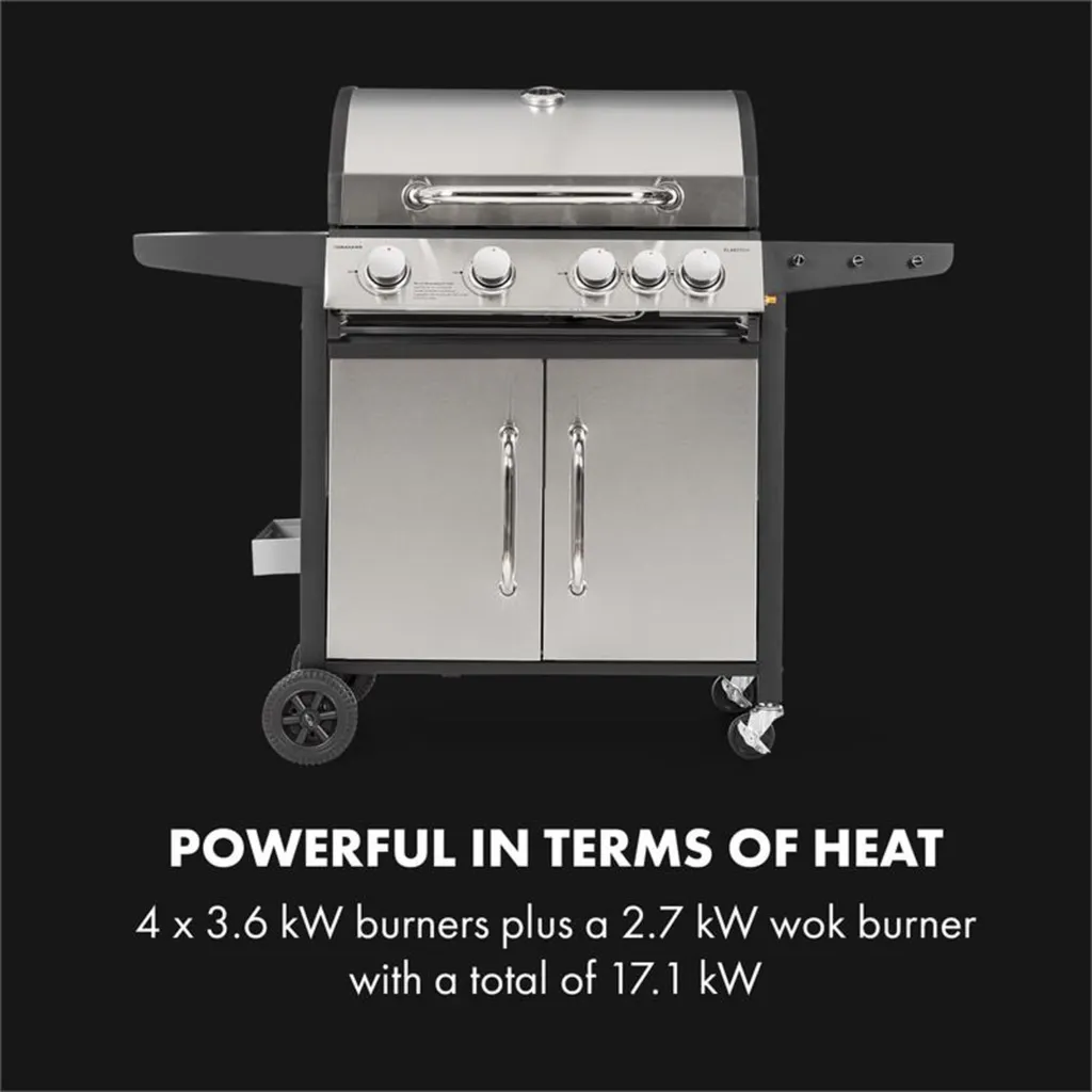 Klarstein Gasgrill Mit Großer Grillfläche, Gasgrill 1 Seitenbrenner & 4 Brenner, 17,1kW Edelstahl-Gasgrill, BBQ Gasgrill Für Balkon & Garten, Grill Für Propan, Gasgrills Mit 5 Brenner & Thermometer 6 Klarstein Gasgrill Mit Großer Grillfläche, Gasgrill 1 Seitenbrenner & 4 Brenner, 17,1kW Edelstahl-Gasgrill, BBQ Gasgrill Für Balkon & Garten, Grill Für Propan, Gasgrills Mit 5 Brenner & Thermometer – Bild 4