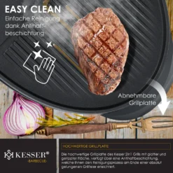 KESSER® Elektrischer Elektrogrill 2in1 Tischgrill - Standgrill Mit Deckel Und Standfuß | Max. 2400 Watt | Faltbar | Thermometer | Antihaftbeschichtung | Grillplatte Abstelltische | 2 Räder | , Farbe:Schwarz 15 KESSER® Elektrischer Elektrogrill 2in1 Tischgrill - Standgrill Mit Deckel Und Standfuß | Max. 2400 Watt | Faltbar | Thermometer | Antihaftbeschichtung | Grillplatte Abstelltische | 2 Räder | , Farbe:Schwarz -Tepro Verkäufe 2024 2cac373fa19083200ea8d55155c95733
