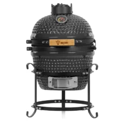 BBQ-Toro Kamado Grill Holzkohlegrill Ø 32 Cm "HAIIRO" Mit Gusseisenrost Und Thermometer, Grau