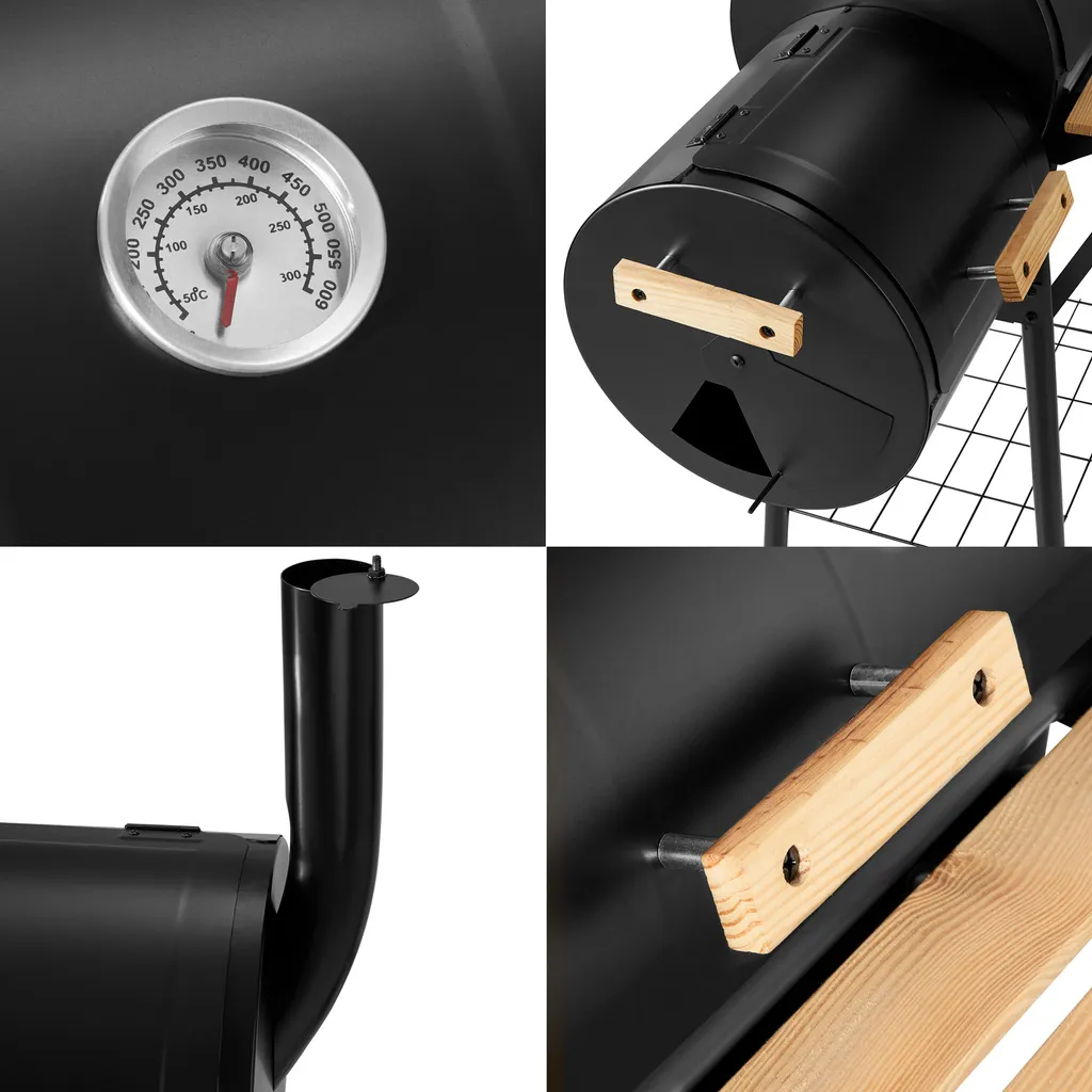 Tectake Holzkohlegrill Smoker Mit Thermometer - Schwarz 11 Tectake Holzkohlegrill Smoker Mit Thermometer - Schwarz – Bild 9