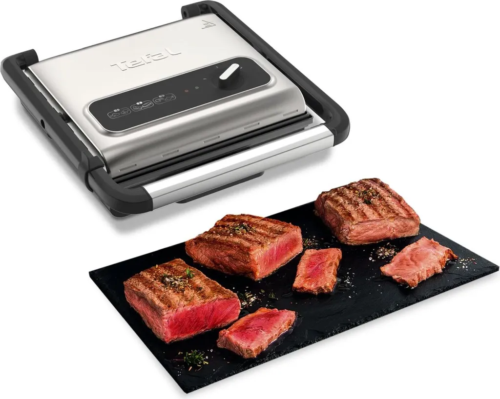 Tefal Kontaktgrill Inicio GC242D, Schwarz, Edelstahl, Rechteckig, Drehregler, 288 X 258 Mm, Scharnier, Fertig 6 Tefal Kontaktgrill Inicio GC242D, Schwarz, Edelstahl, Rechteckig, Drehregler, 288 X 258 Mm, Scharnier, Fertig – Bild 4