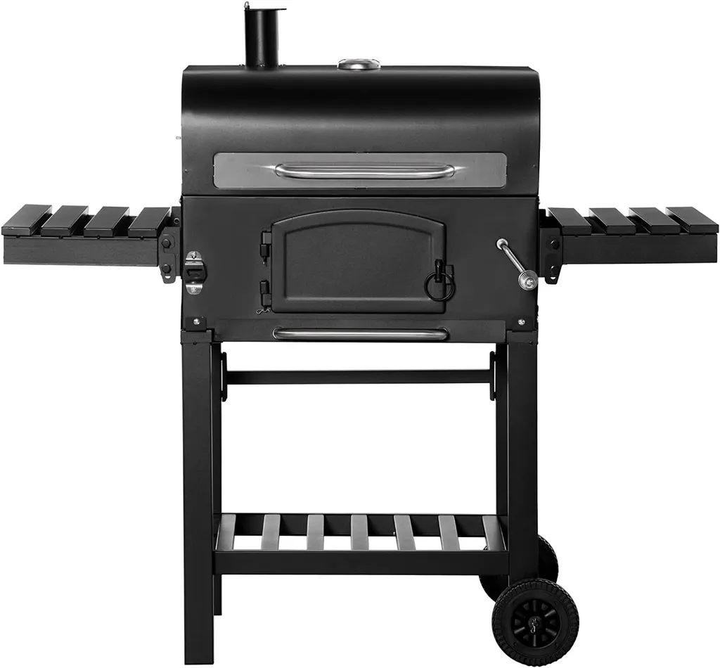HOMCOM Outsunny Holzkohlegrill BBQ Gartengrill Mit Deckel Und Ablagen Metall Smoker BBQ Warmhalteplatte Regale Gartenparty Transportrollen Schwarz 124 X 66 X 112 Cm 11 HOMCOM Outsunny Holzkohlegrill BBQ Gartengrill Mit Deckel Und Ablagen Metall Smoker BBQ Warmhalteplatte Regale Gartenparty Transportrollen Schwarz 124 X 66 X 112 Cm – Bild 9