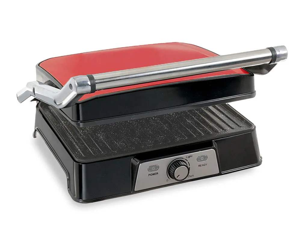 Kontaktgrill Elektro Rot Panini Sandwichmaker Temperaturregelung Timer*46131 3 Kontaktgrill Elektro Rot Panini Sandwichmaker Temperaturregelung Timer*46131
