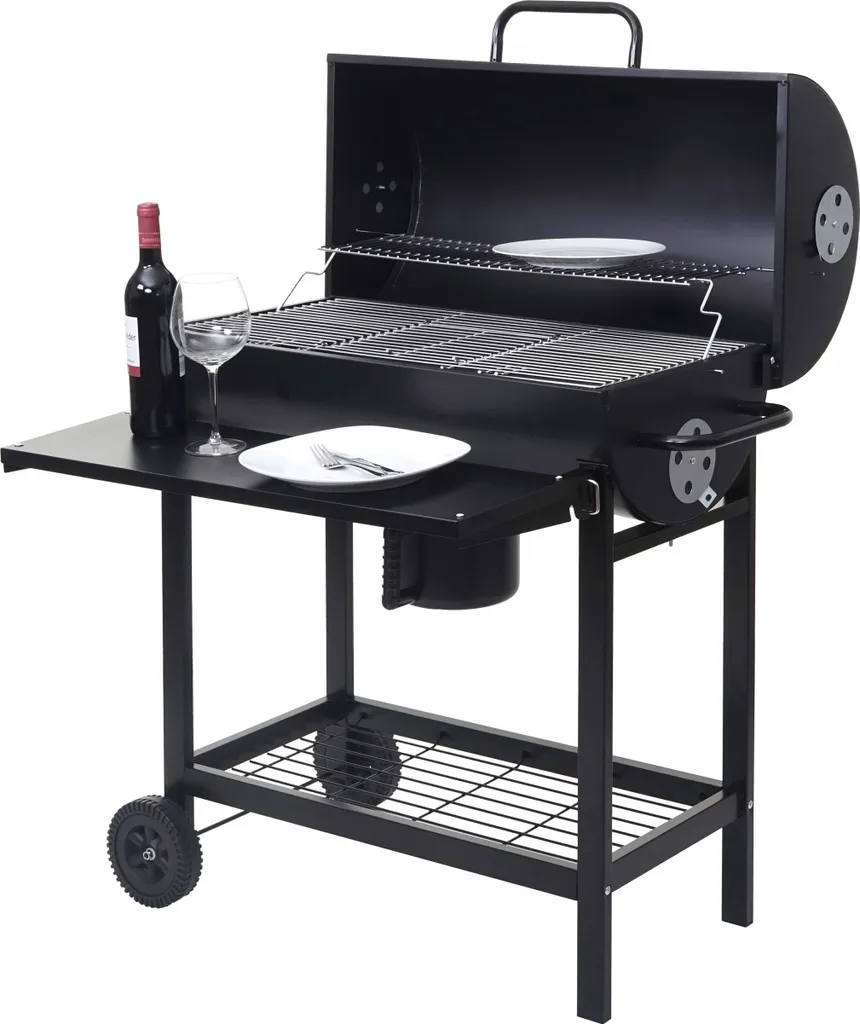 Grillwagen HWC-F70, Holzkohlegrill Standgrill Gartengrill Mit Deckel Ablage, Stahl 103x93x70cm Schwarz 3 Grillwagen HWC-F70, Holzkohlegrill Standgrill Gartengrill Mit Deckel Ablage, Stahl 103x93x70cm Schwarz