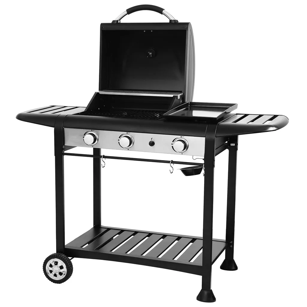 TAINO BASIC PLANCHA 2+1 Gasgrill Seitenkocher Grill BBQ Schwarz Grillplatte Gas Griller 4 TAINO BASIC PLANCHA 2+1 Gasgrill Seitenkocher Grill BBQ Schwarz Grillplatte Gas Griller – Bild 2