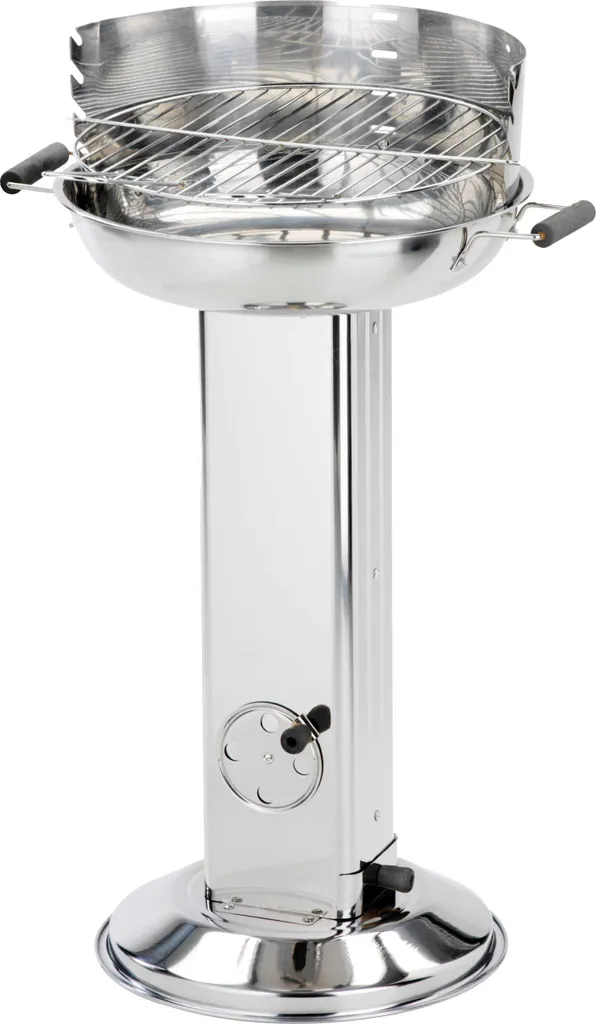 ACTIVA Edelstahl Holzkohle Säulengrill "Bavaria" Mit 40 Cm Großen Verchromten, Verstellbaren Grillrost Und Lüftungsregler In Der Säule 3 ACTIVA Edelstahl Holzkohle Säulengrill "Bavaria" Mit 40 Cm Großen Verchromten, Verstellbaren Grillrost Und Lüftungsregler In Der Säule