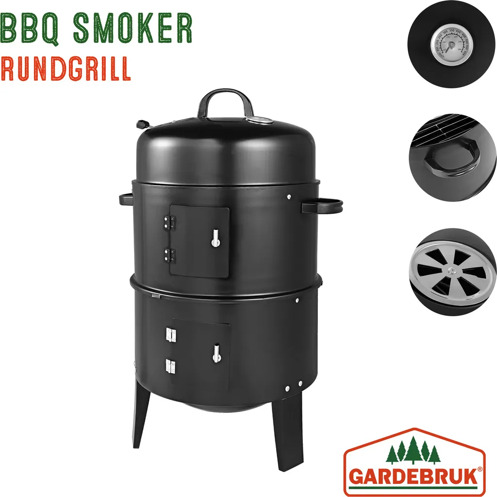 Deuba 3in1 Smoker Inkl. Thermometer Leichter Transport Räucherofen Holzkohlegrill BBQ Rundgrill Räuchertonne 7 Deuba 3in1 Smoker Inkl. Thermometer Leichter Transport Räucherofen Holzkohlegrill BBQ Rundgrill Räuchertonne – Bild 5