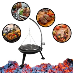 Ø 60 Cm Schwenkgrill Aus Edelstahl - Feuerschale Mit Galgen Aufhängung Feuerkorb - Seilzug Mit Kurbel - BBQ Grill Rost Dreibein Feuer Schale Rundgrill Holzkohlegrill Standgrill Grillwagen, Schwarz -Tepro Verkäufe 2024 373c38a2b036653c170b2d67c0b5a0af