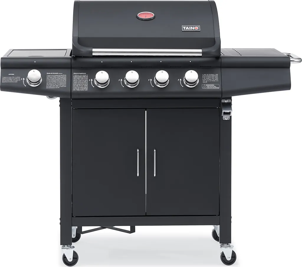TAINO RED 4+1 Gasgrill Schwarz 4 Edelstahl Brenner Seitenkocher - Weiterentwicklung Des TAINO 4+1 PRO 4 TAINO RED 4+1 Gasgrill Schwarz 4 Edelstahl Brenner Seitenkocher - Weiterentwicklung Des TAINO 4+1 PRO – Bild 2