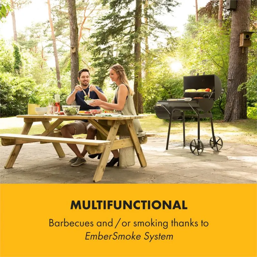 Beef Brisket Smoker Grill | Holzkohlegrill/Smoker | Rostfreie Grillroste Aus Edelstahl | Thermometer Im Deckel | 2 Große Räder 4 Beef Brisket Smoker Grill | Holzkohlegrill/Smoker | Rostfreie Grillroste Aus Edelstahl | Thermometer Im Deckel | 2 Große Räder – Bild 2