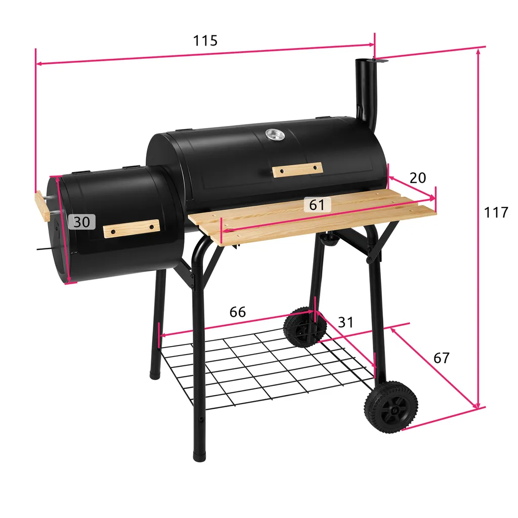 Tectake Holzkohlegrill Smoker Mit Thermometer - Schwarz 6 Tectake Holzkohlegrill Smoker Mit Thermometer - Schwarz – Bild 4