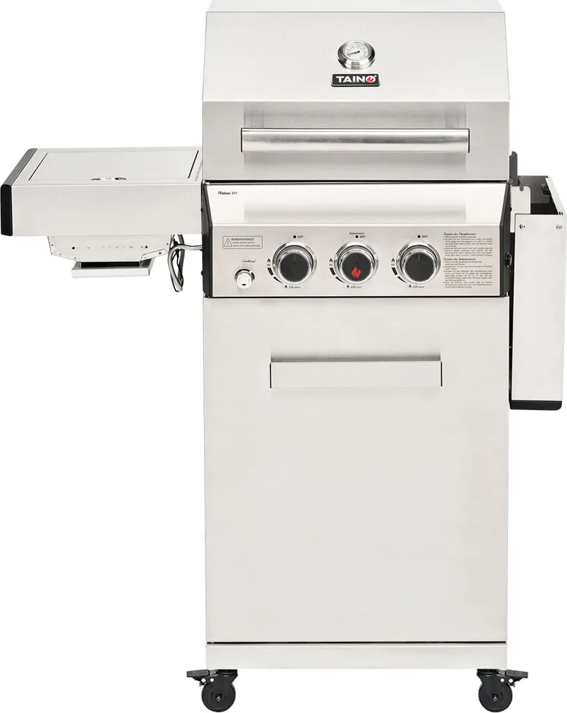TAINO PLATINUM 2+1 Gasgrill Komplett Edelstahl 4-Brenner Silber Grillwagen BBQ Keramik-Brenner Sear-Zone 7 TAINO PLATINUM 2+1 Gasgrill Komplett Edelstahl 4-Brenner Silber Grillwagen BBQ Keramik-Brenner Sear-Zone – Bild 5