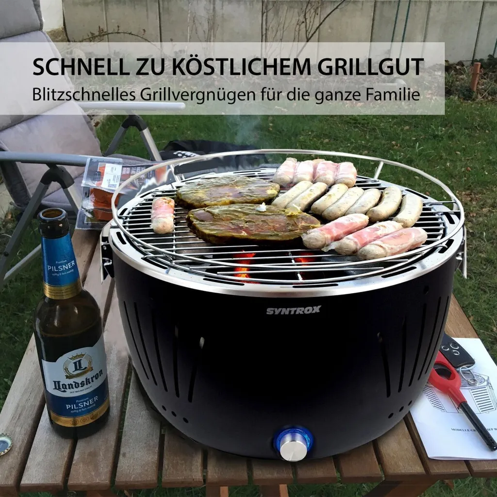 Raucharmer Holzkohlegrill Tischgrill Barbecue Mit Tasche Schwarz Rund "" 7 Raucharmer Holzkohlegrill Tischgrill Barbecue Mit Tasche Schwarz Rund "" – Bild 5