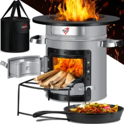 KESSER® Raketenofen Inkl. Grillpfanne Aus Gusseisen Mit Tragetasche Dutch Oven BBQ Rakete Holzofen Camping Campingkocher Campinggrill, Edelstahl, Farbe:Grau -Tepro Verkäufe 2024 40cf47cabab709b152a2bd2cae4f1ba7