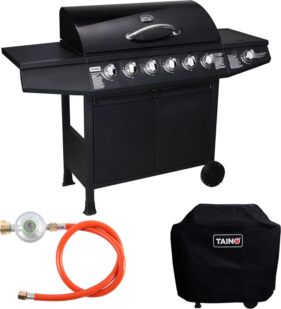 TAINO BASIC 6+1 Brenner Gasgrill Abdeckung Set Gasregler BBQ Zubehör Cover 3 TAINO BASIC 6+1 Brenner Gasgrill Abdeckung Set Gasregler BBQ Zubehör Cover