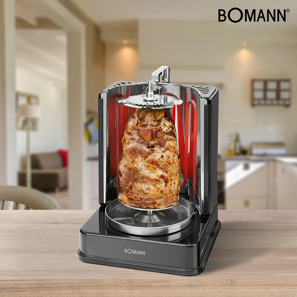 BOMANN Döner Vertikal Multigrill DVG 3006 Schwarz Kebab Grill Drehspieß 1400 W 9 BOMANN Döner Vertikal Multigrill DVG 3006 Schwarz Kebab Grill Drehspieß 1400 W – Bild 7