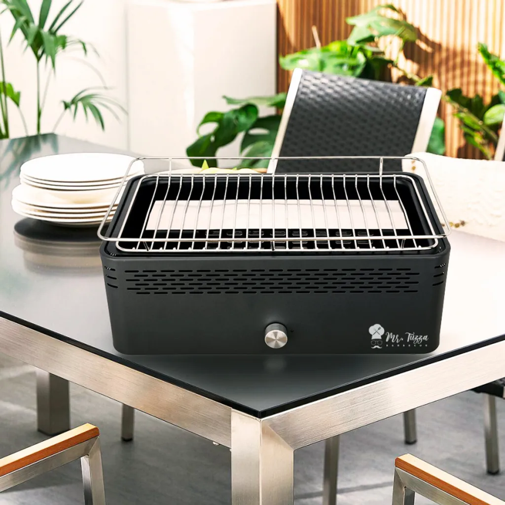 Rauchfreier Holzkohlegrill Tischgrill Mit Ventilator MerapiFarbe: Schwarz 4 Rauchfreier Holzkohlegrill Tischgrill Mit Ventilator MerapiFarbe: Schwarz – Bild 2