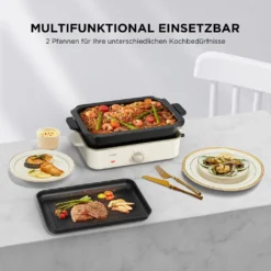 CalmDo Multifunktionspfanne 3 In 1,Elektrogrills, Elektropfanne Elektrische Partypfanne Multipfanne Mit Glasdeckel Und Einstellbare Temperatur, 1400W Leistung -Tepro Verkäufe 2024 45e402b7ed7f3377b47358c9fc2383ac 1